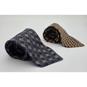 Tino Cosma Silk Tie Set Mens 2 Pc Geometric Pattern Luxury Necktie Italy